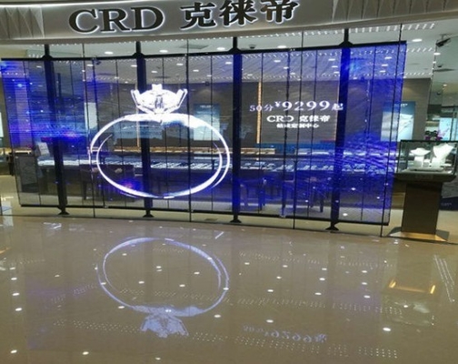 Trung tâm mua sắm Màn hình LED treo tường kính cửa sổ 1R1G1B ISO14001 63775dots / M2